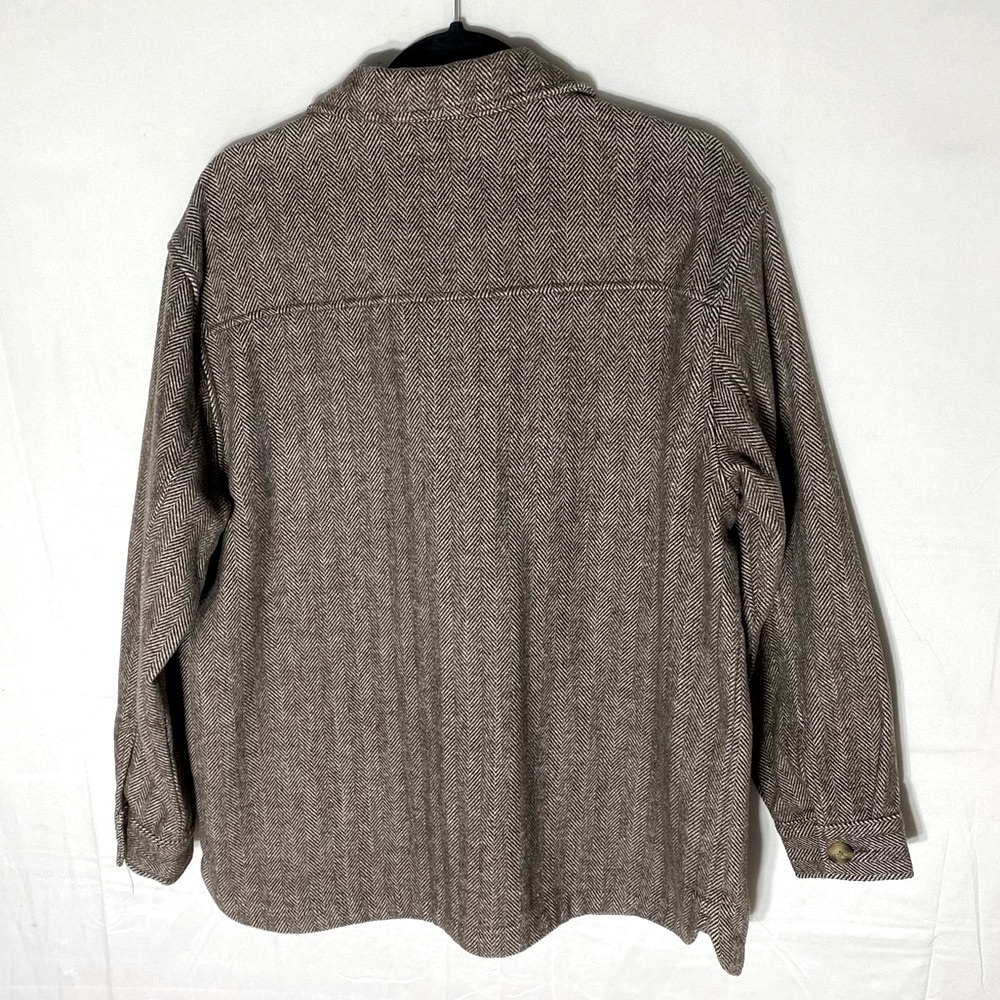 Denver Hayes Brown Herringbone Button Up Shirt Jacket Shacket L - Picture 14 of 15